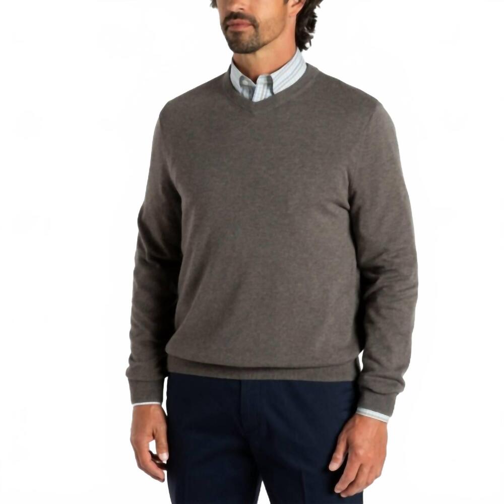 NEW DUCK HEAD buckley v-neck sweater in ash brown